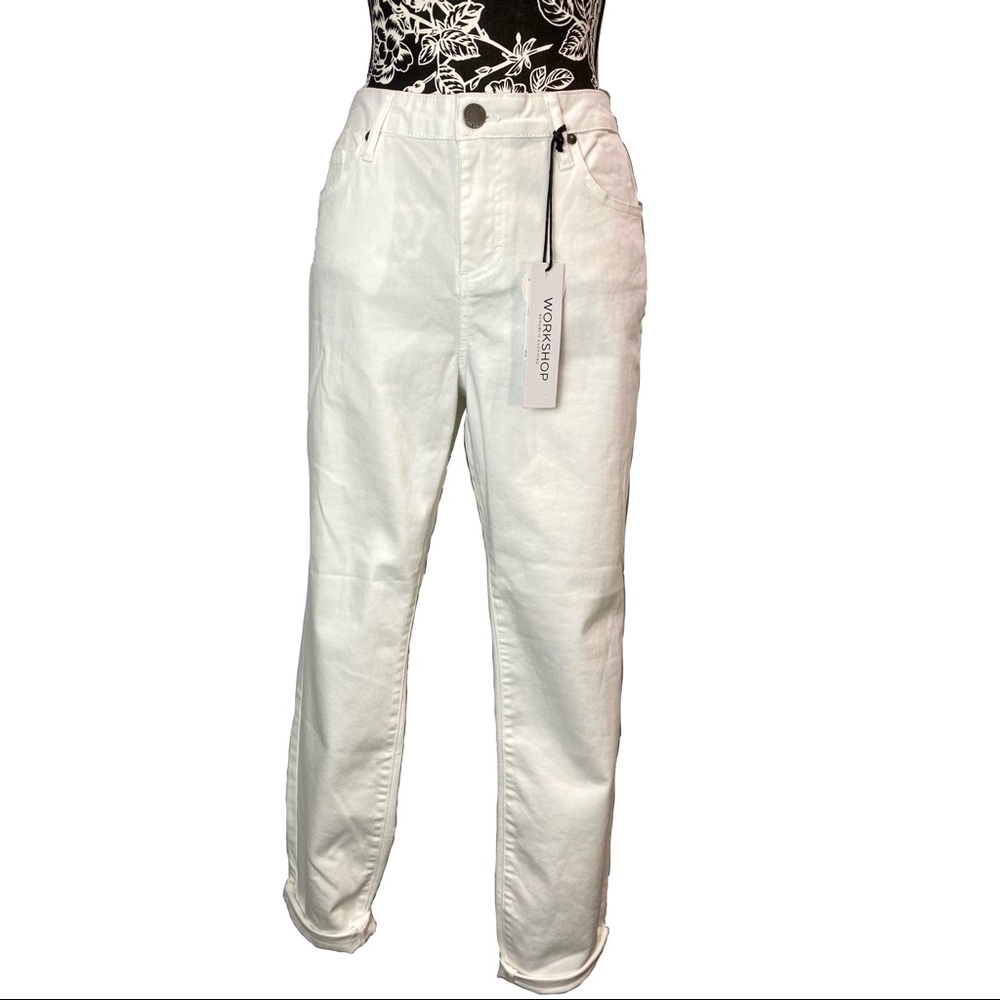 NWT Workshop White Raw Hem Cuffed Cropped Jeans